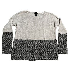 NWT INC Womens XS Two-Tone Long-Sleeve Sweater Silver, white, black NEW